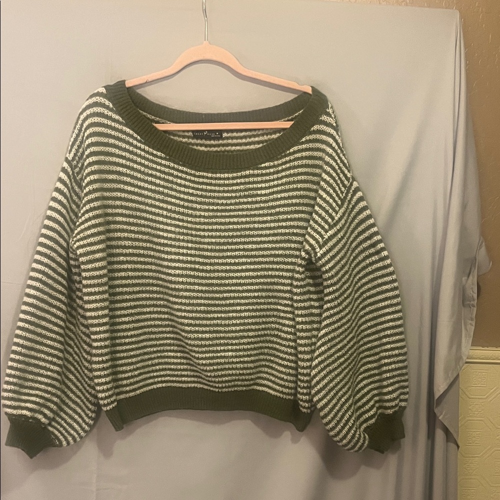 Emily Rose Olive and Cream Striped Sweater